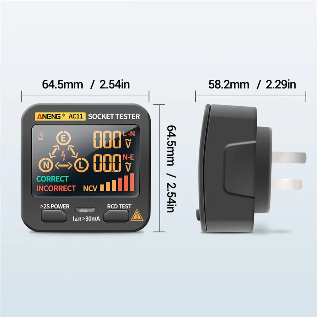 

Digital Socket Tester Voltage Test US/UK/EU/AU Plug Ground Zero Line Phase Check Rcd NCV test Socket Leakage Detector