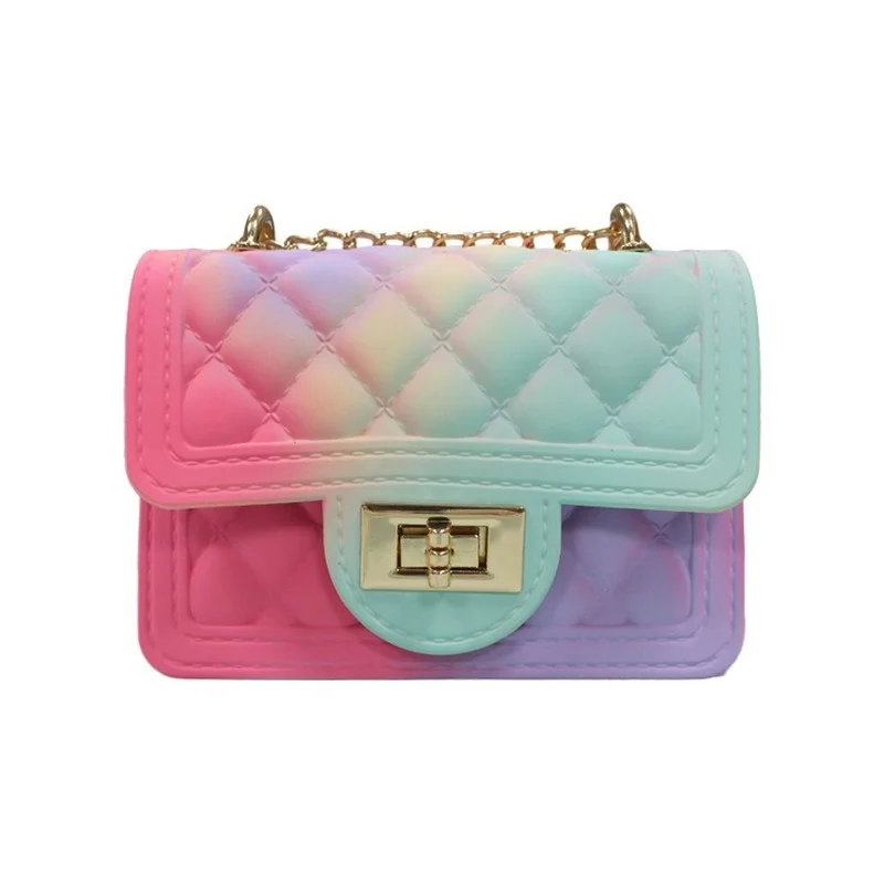 

Bags of Women 2021 New Style PVC Leather Vertical Rhombus Small Jelly Bag Chain Bag Fashion Girl Shoulder Messenger Bag