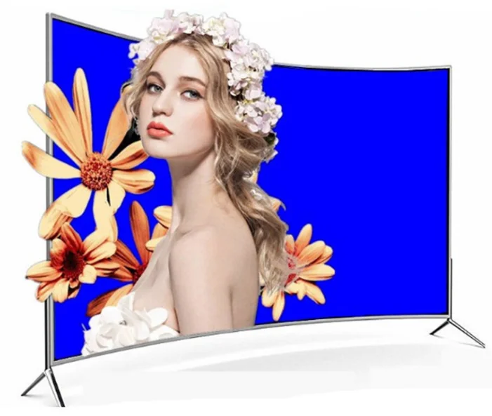 60 дюймов 65 70 изогнутый экран светодиодный дисплей TV android OS grobal IP BVD T2 wifi smart