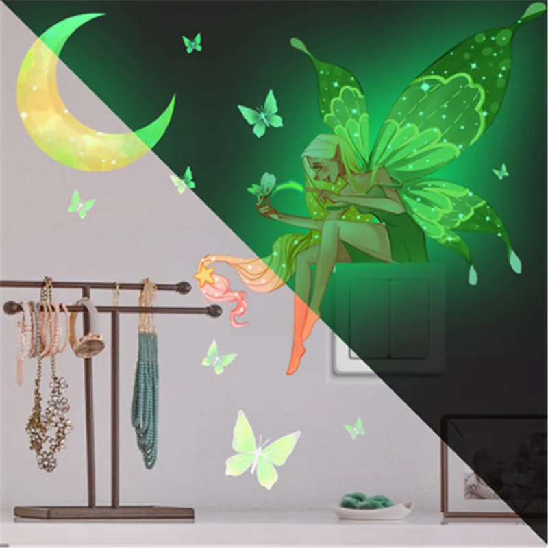 Светящаяся Луна бабочка дневная для детской комнаты детская спальня