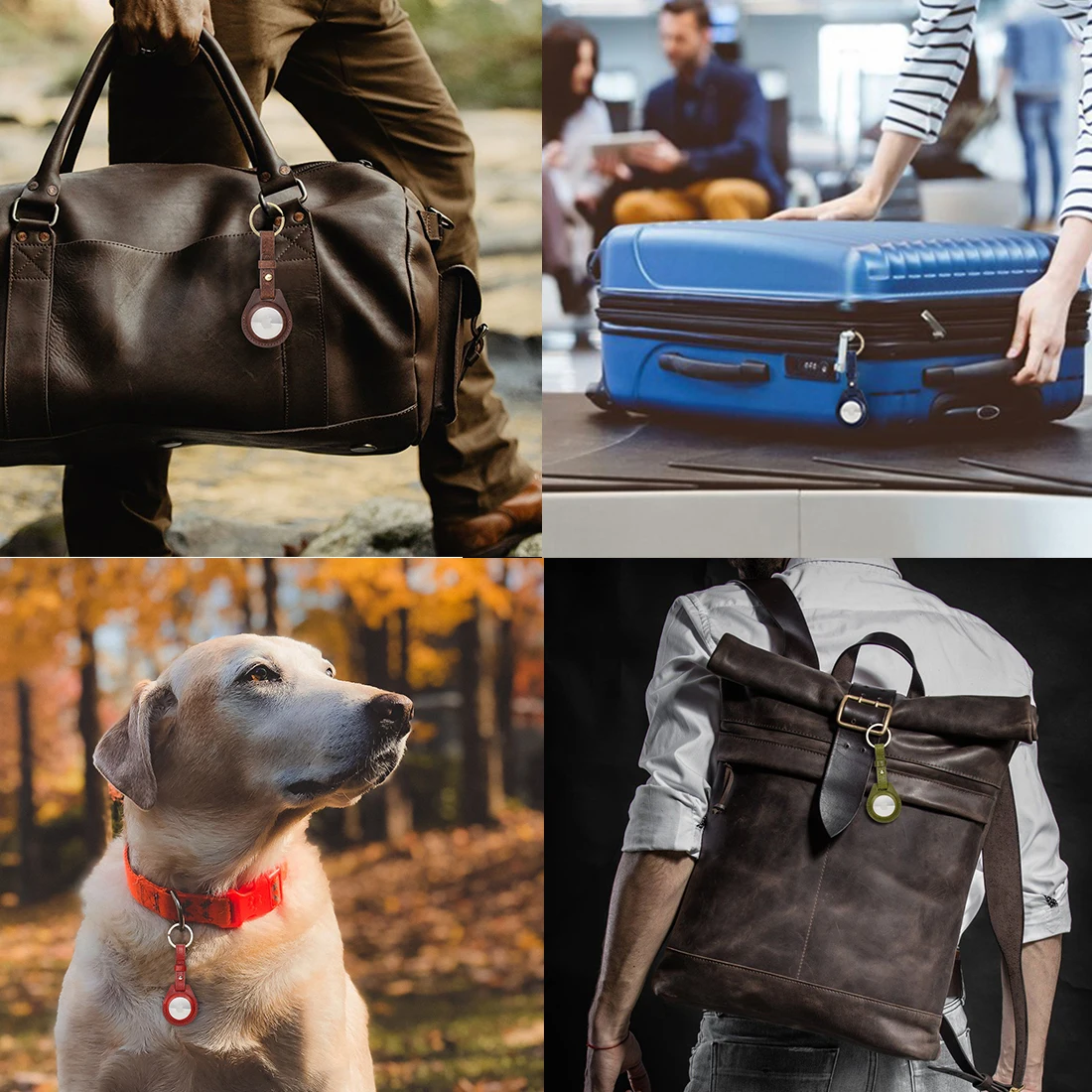 

Genuine Leather Airtag Case for Apple Airtags Protective Keychain Cover For Air Tag Key Ring Shell Bluetooth Location Tracker