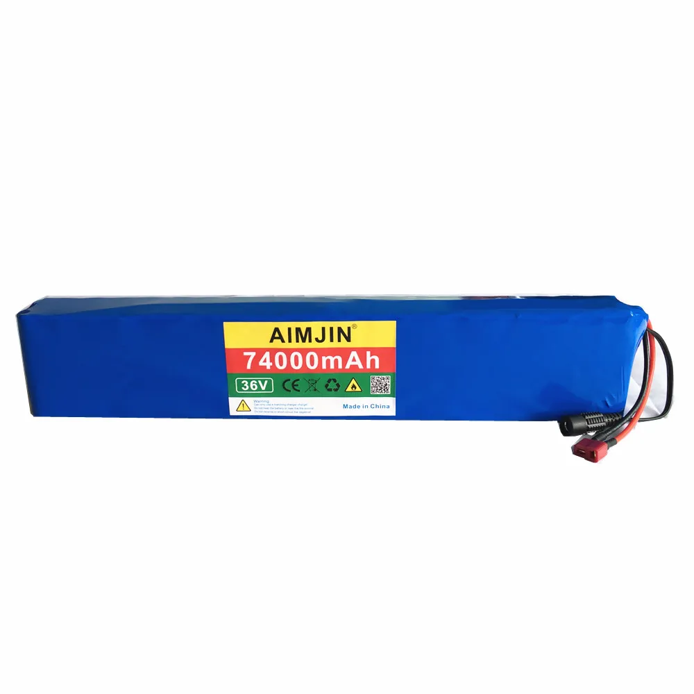

Original T-type Interface 36V Battery 10S4P 74Ah 500-1000W Lithium Battery Electric Car Bicycle Motor Scooter BMS+Charger