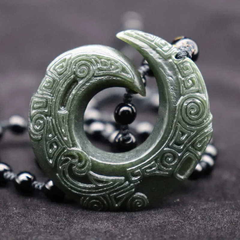 Дропшиппинг натуральный зеленый нефрит из области Хэтянь подвеска-пончик резной