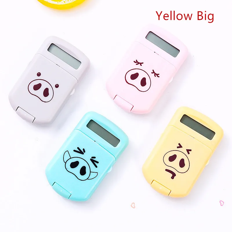 1pc Yellow Pig Портативный калькулятор с мультяшным рисунком карманный размер 8 цифр дисплей Мини Ультратонкий кнопочный аккумулятор милый калькулятор креативный школьник - Цвет: 1pc Yellow Pig