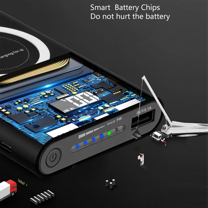 

10000mAh Qi Wireless Charger Power Bank External Battery Poverbank Portable Mobile Phone For iPhone Samsung One-way Quick Charge