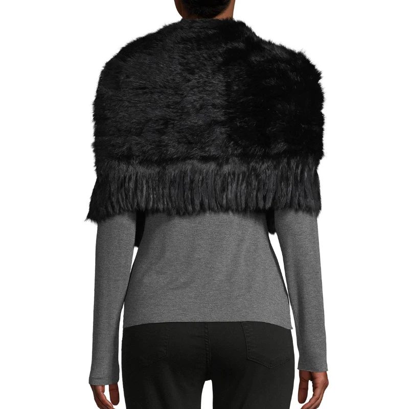 Женская шаль из натурального меха кролика с капюшоном меховое пончо женская