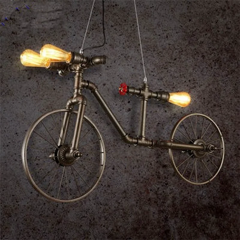

E27 Nordic Iron Retro Cafe pendant lamp Bedroom Restaurant Bar Industrial Wind Creative Individual Bicycle Pendant Lights