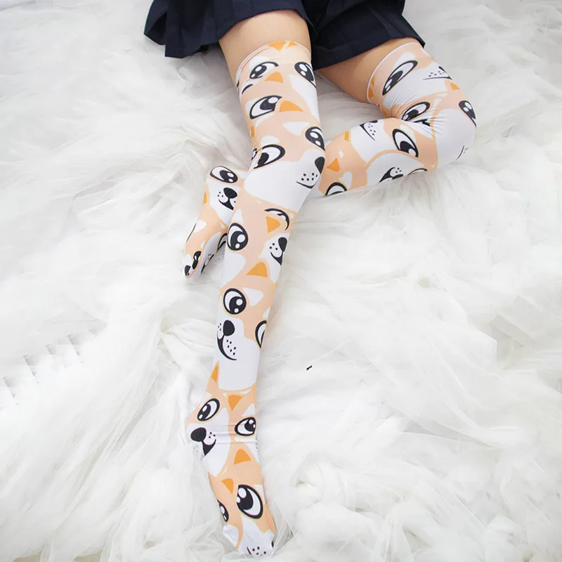Japanese Girls Over Knee Socks Sexy Cute Kawaii Lolita Socks Cartoon Body Thigh Knee High Socks for Women Anime Cosplay Lingerie