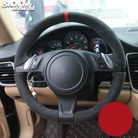 black alcantara car steering wheel cover for porsche cayenne 2010 2014 panamera cayman 2010 2016 911 spyder 2010 boxster s 2013