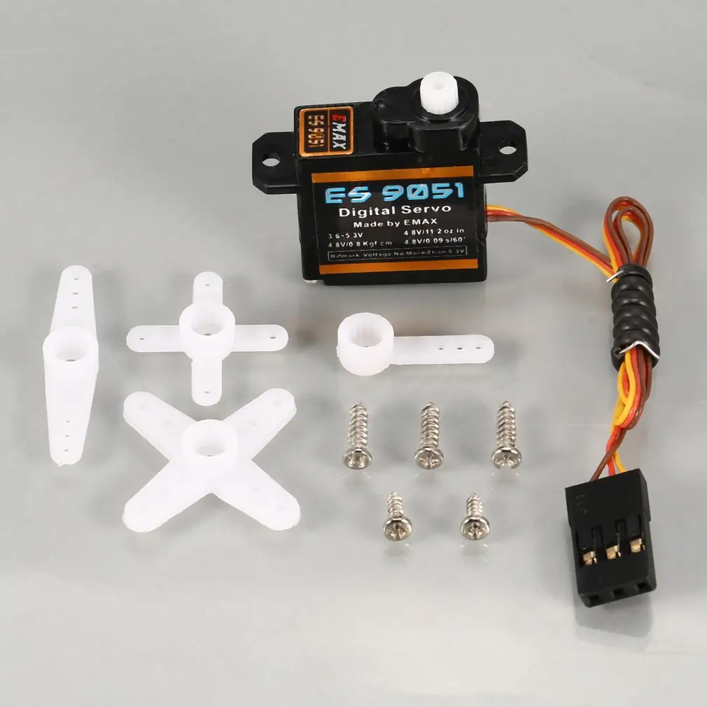 

EMAX цифровой Пластик Шестерни Servo ES9051 4,8 V 0,8 кг 0,09 сек/60 градусов для RC FPV Самолет с неподвижным крылом вертолет аксессуары