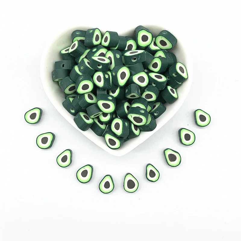 

NEW 30pcs10mm Green Fruits Beads Polymer Clay Spacer Loose Beads for Jewelry Making DIY Bracelet Accessories