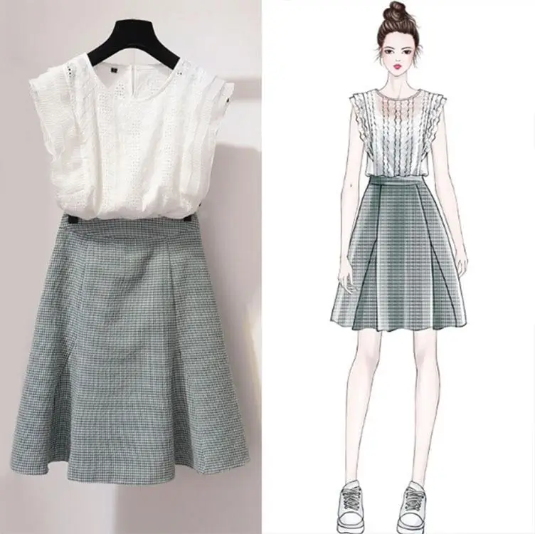 ICHOIX/кружевной топ на бретельках и юбка Женский комплект из 2 предметов наряды в