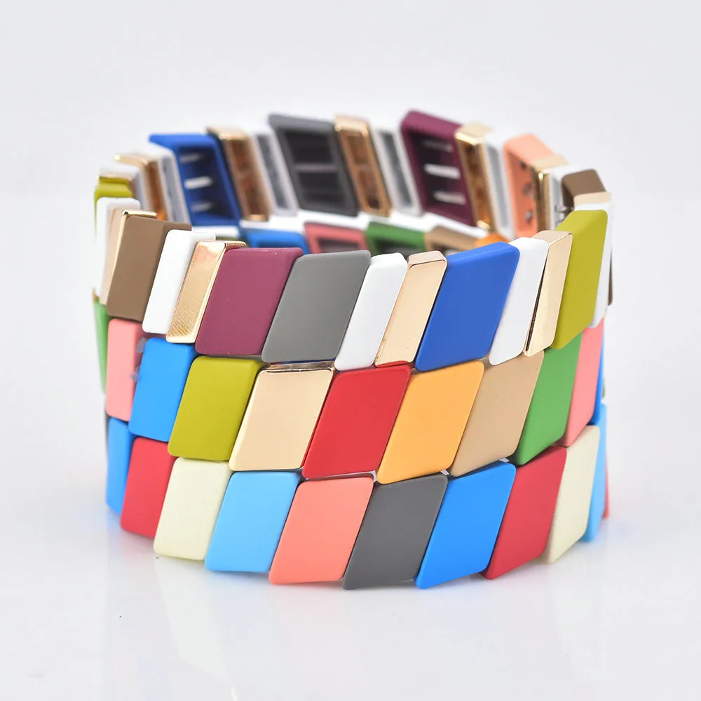 Модный эмалированный браслет с радужными бусинами KSRA 2019 Фабричный Штабелируемый