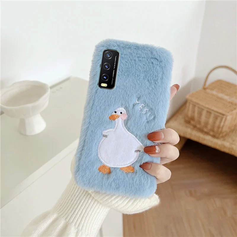 Чехол P Smart 2021 милый плюшевый меховой пушистый чехол для Huawei P40 P30 Lite Z Y9 Y7 Y6 2019 Honor 9X 9A