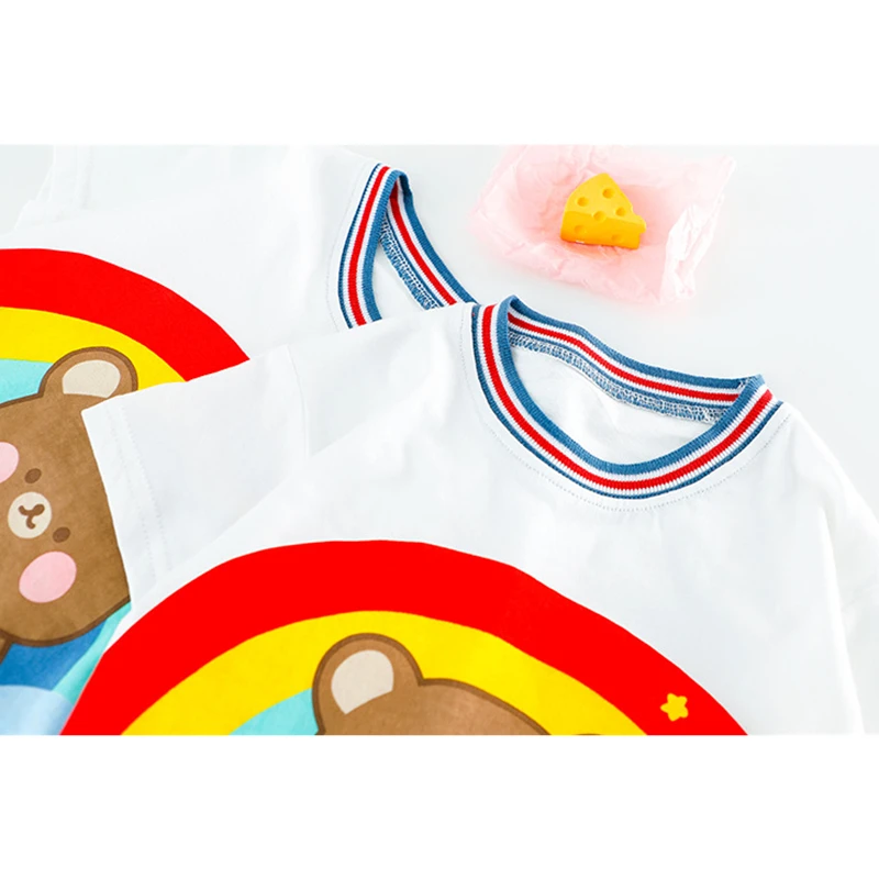 Комплект одежды для маленьких мальчиков Летняя футболка с изображением медведя