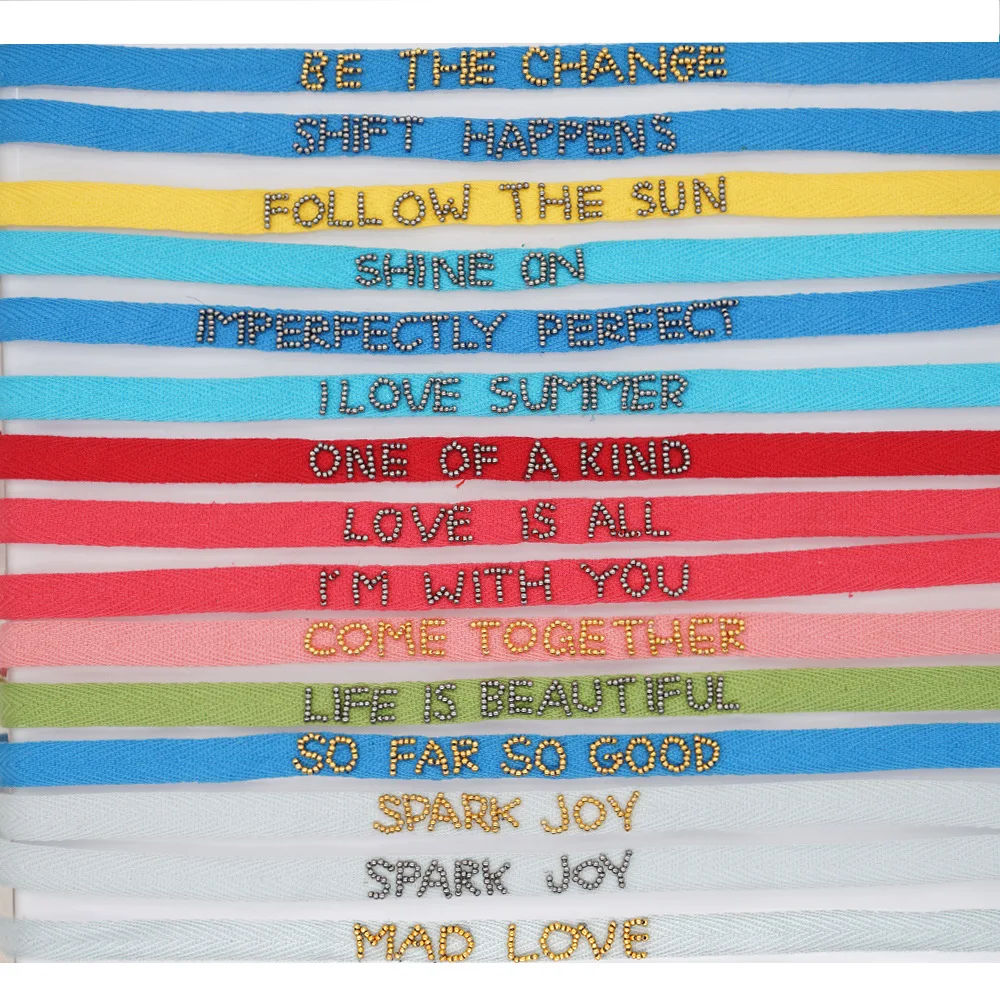 

New ins Ribbon Couple Bracelet Beaded Hand-woven Color Woven Beaded Customizable Letter Bracelets For Women Fashion Jewelry