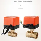 Электрический шаровой кран AC220V DN15-50 3-жильный 2-полосная Управление латунные заклепки Электрический шаровой кран стабильный моторизованный шаровой клапан