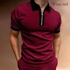 Рубашка-поло мужская с отложным воротником, модная сорочка Slim, однотонная дышащая, на молнии, повседневная одежда, лето 2021