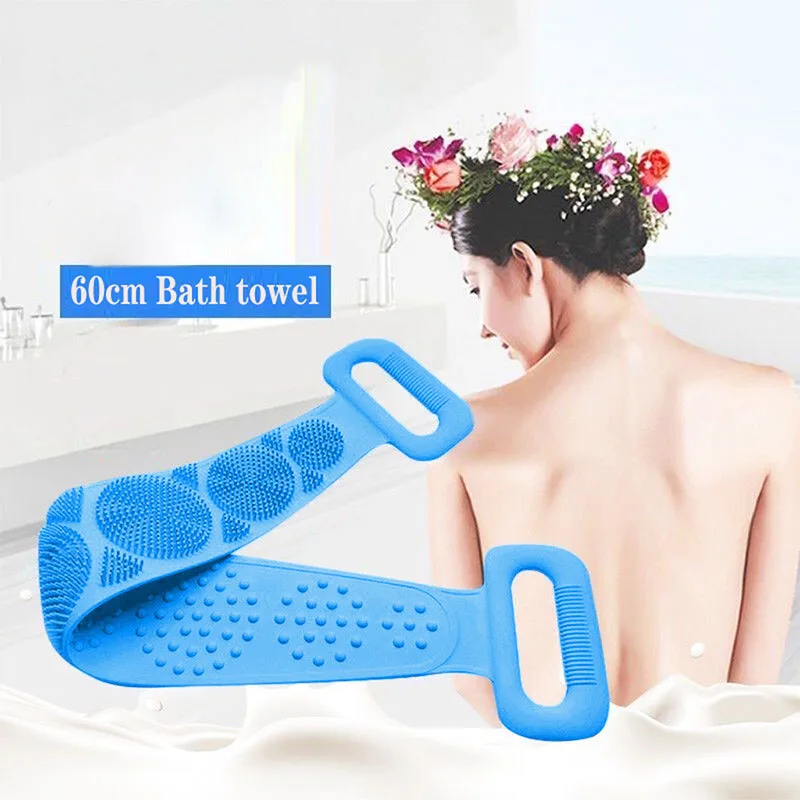 

Long Back Towel Rubbing Bath Brush Sided Scrubber Silicone Scrub Body Skin Care Rubbing Exfoliate Sponge Bathroom Shower Washing