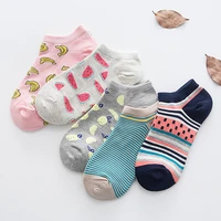 new 5 pairslot women cotton socks set cute cartoon animal fruit casual girls short sock slippers harajuku size 34 40