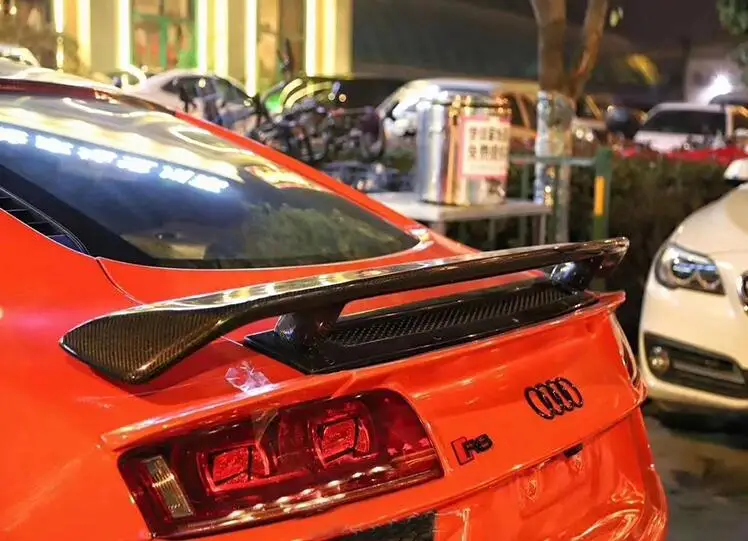 Beli Bumper Serat Karbon Berkualitas Tinggi Bibir Depan + Pisau Angin + Pelindung Spoiler Cocok Untuk Audi R8 V8 V10 2007-2016