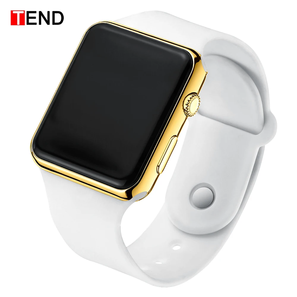 White Gold Fashion Men Watch Women Casual Sports Bracelet Watches White LED Electronic Digital Candy Color Silicone Wrist Watch Children - Цвет: White Gold