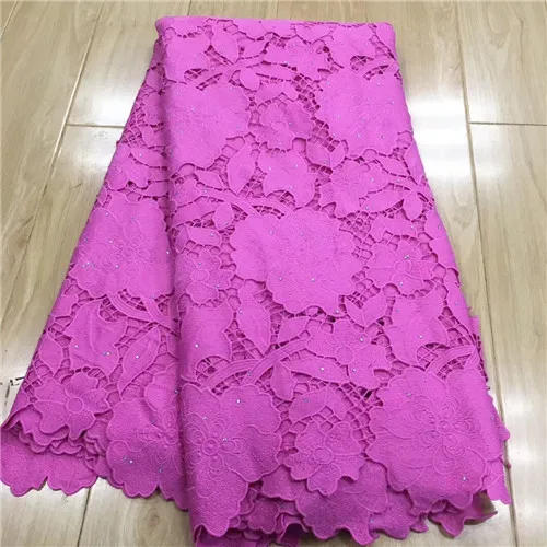 fushia Шнур кружево для нигерийских вечерние детские розовые кружевная ткань гипюр кружевная ткань с камнями tissu dentelle африканская ткань для платья 5yard - Цвет: fushia