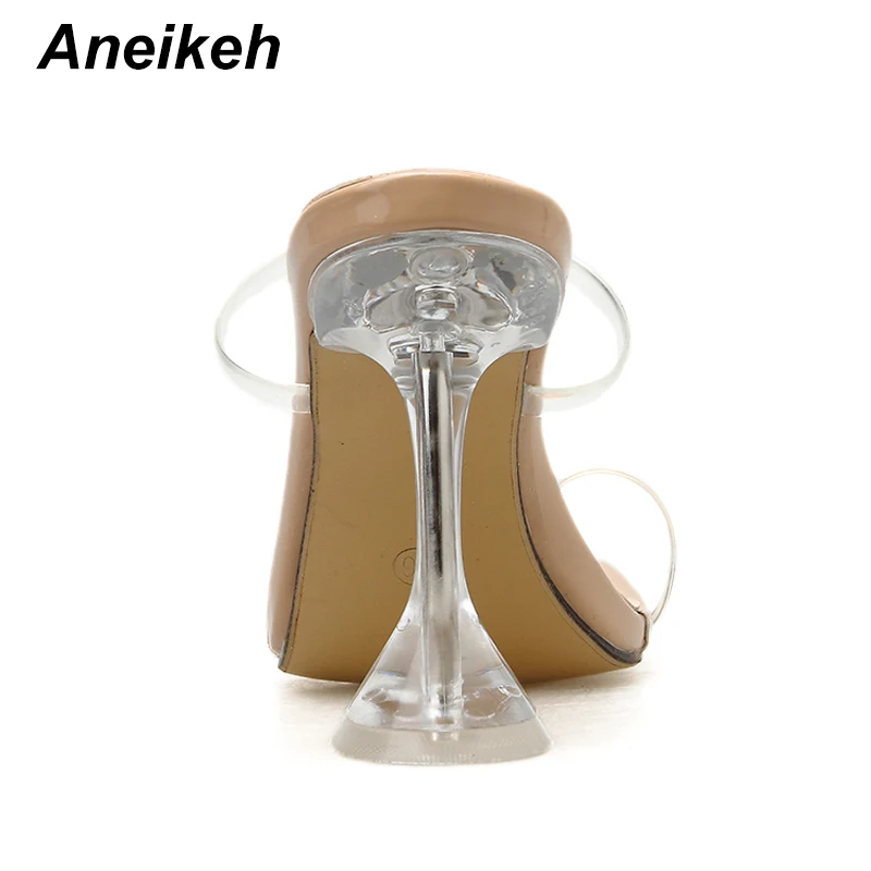Aneikeh/ г.; модные босоножки из пвх; прозрачные женские босоножки на высоком каблуке с открытым носком; шлепанцы; Туфли-лодочки; 9,5 см; большой размер 41, 42