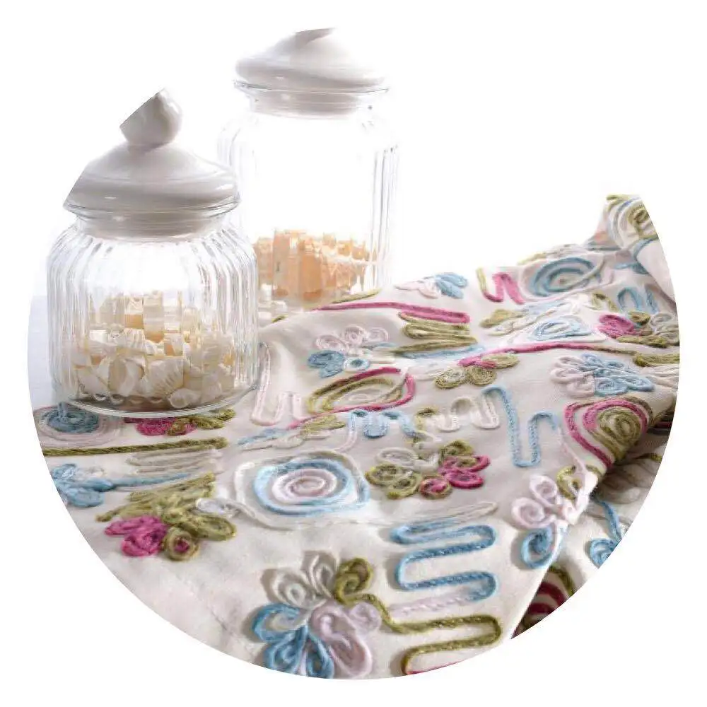 

Powder Blues Minimalist Modern Yarn Embroidery Cotton Linen Curtain Decoration Fabric