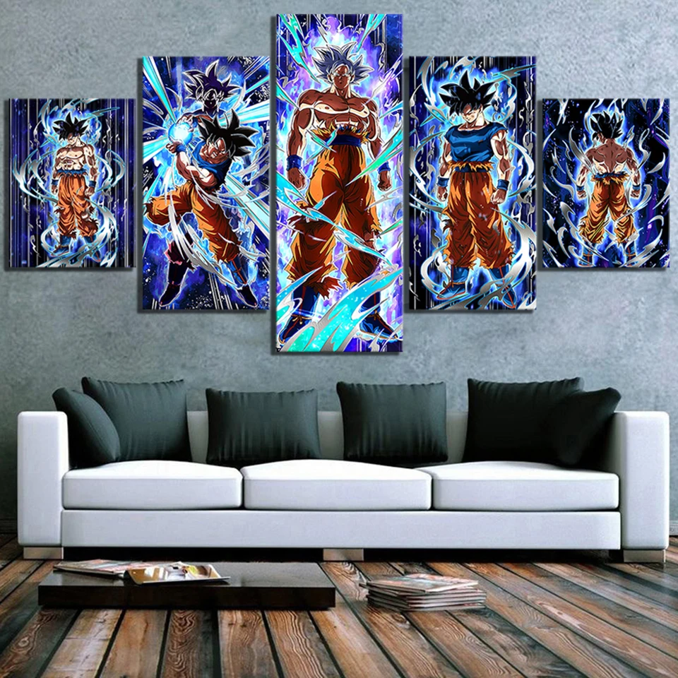 Печать Живопись стены искусства 5 панель Жемчуг дракона Гоку модульные