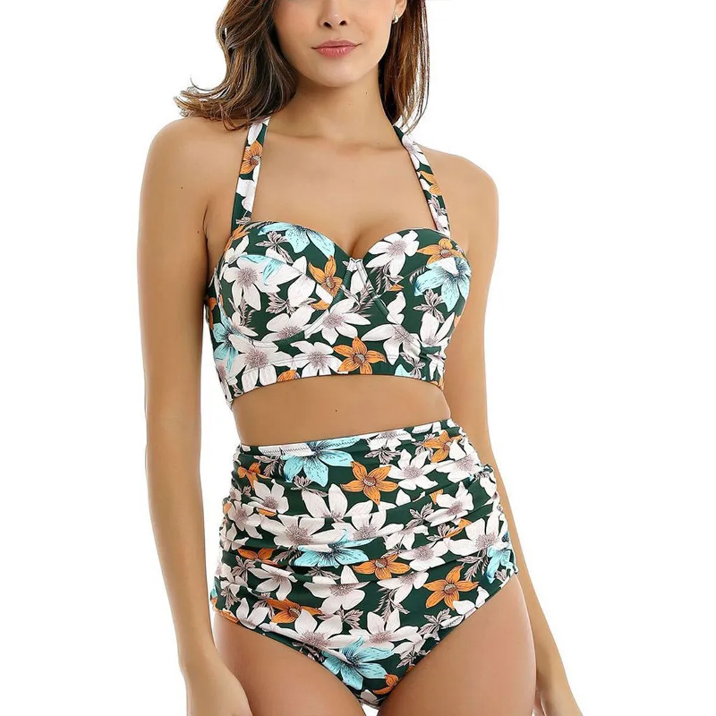 12 цветов комплект бикини с высокой талией и принтом женский сексуальный