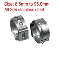 20pcs one ear stepless hose clamps 304 stainless steel pipe clips clamping quick tube clamp high quality 6 5mm to 95 0mm