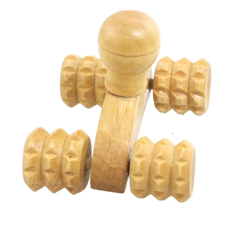 

Handmade Body Massage 4 Wooden Wheels Roller Massager