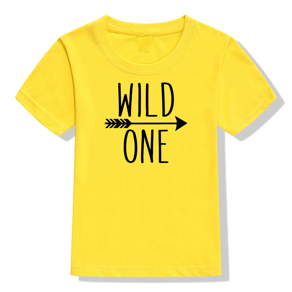 51J3-KSTYE- Wild One/детская футболка для первого дня рождения; Повседневная футболка для маленьких мальчиков и девочек; Детские забавные модные футболки с короткими рукавами; комплекты одежды - Цвет: 51J3-KSTYE-