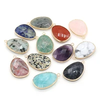 natural stone crystal pendant oval shape exquisite charms for jewelry making diy necklace bracelet accessories 23x34mm