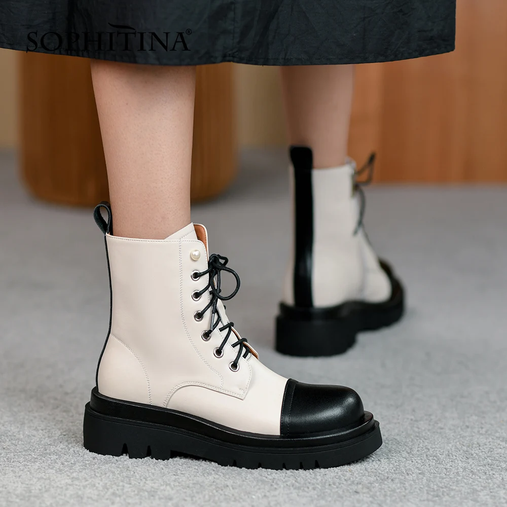 

Женские ботильоны с перекрестными лямками SOPHITINA, базовые универсальные рабочие ботинки на платформе, в стиле ретро, с круглым носком, разные...