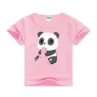 Футболка для мальчиков и девочек, с изображением голодной панды, розовая, летняя