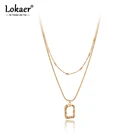 Lokaer в богемном стиле из нержавеющей стали, легированной титаном, двойной Слои Геометрическая подвеска ожерелье для женщин Мода цепи браслеты-манжеты с цепочкой колье N21016