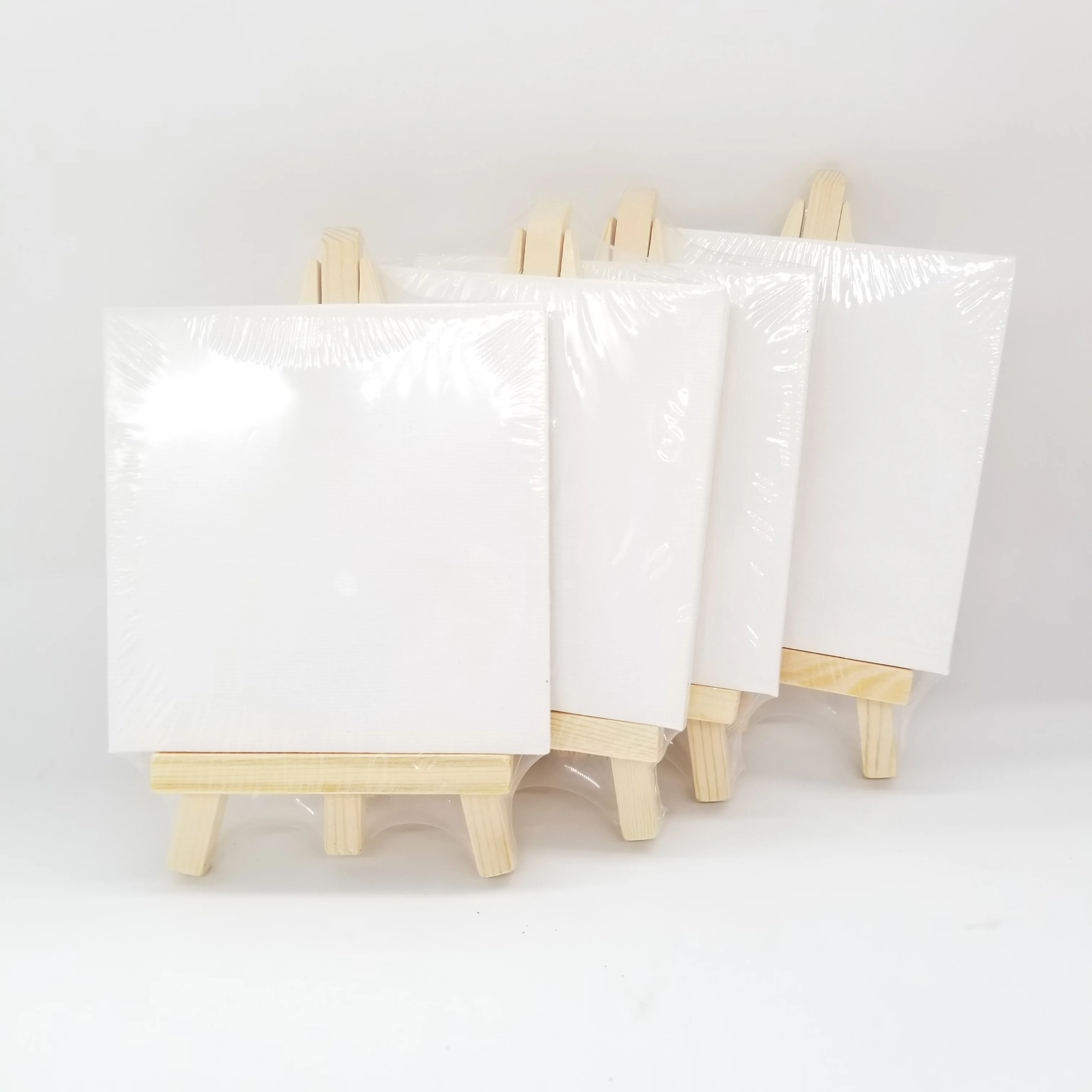 

Mini Canvas And Natural Wood Easel Set Painting Kids Craft DIY Drawing Small Table Easel for School