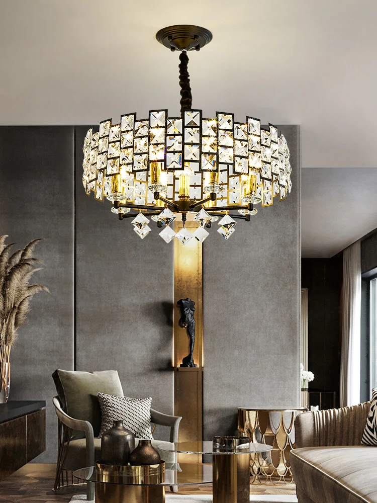 

Bedroom living room American light luxury crystal modern minimalist creative hollow art suction hanging dual-purpose lighting