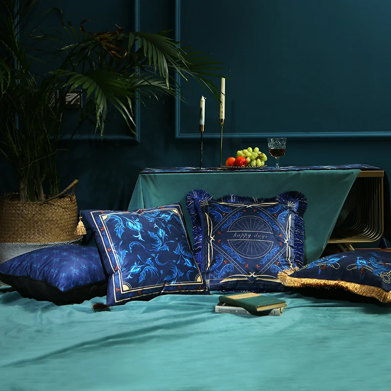 

Luxury Palace Design European Velvet Tassel Cushion Cover Pillow Cover Pillowcase Home Decorative Sofa Throw Pillows Living Room