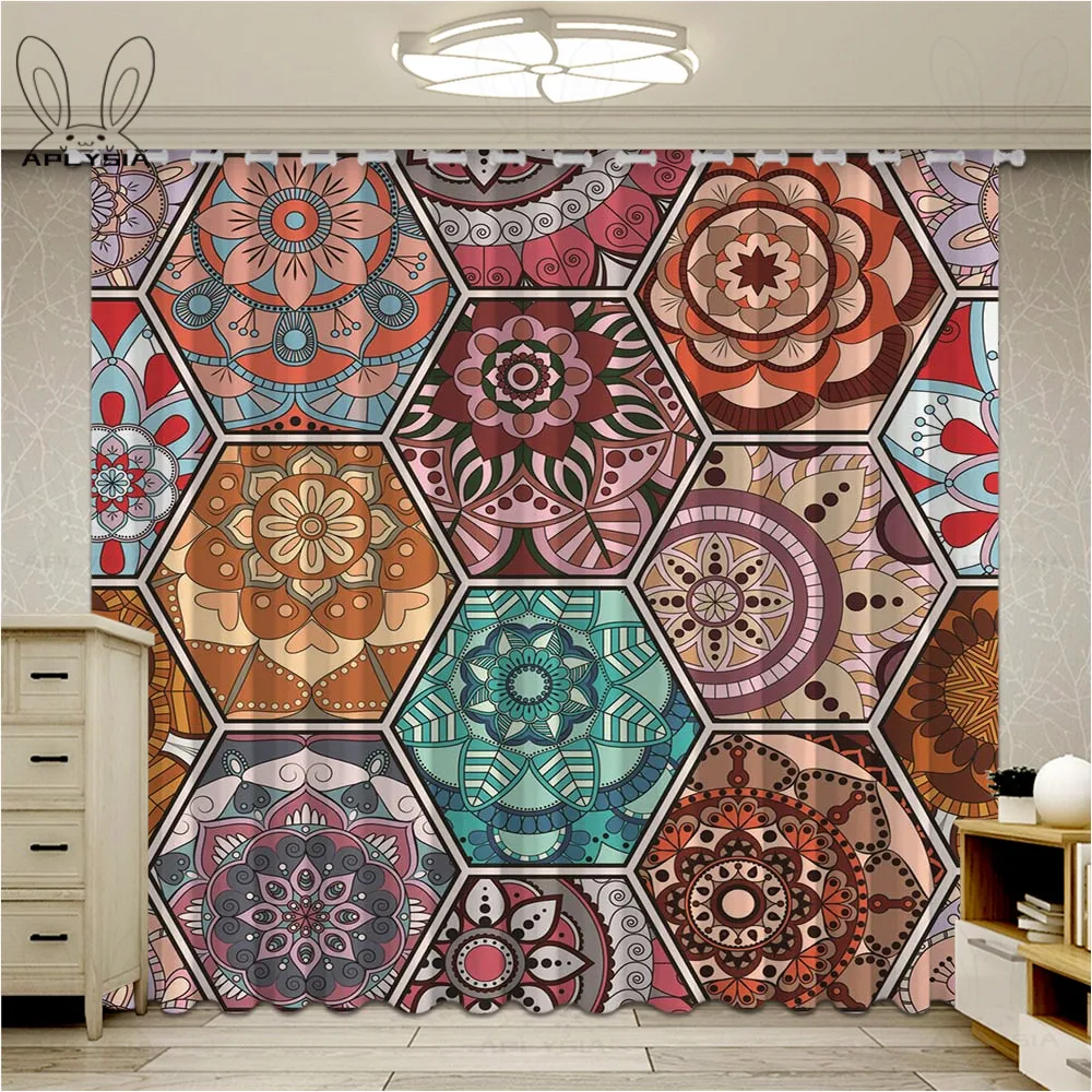 Красочные шторы в стиле ислама для окон с винтажным рисунком зеркальные