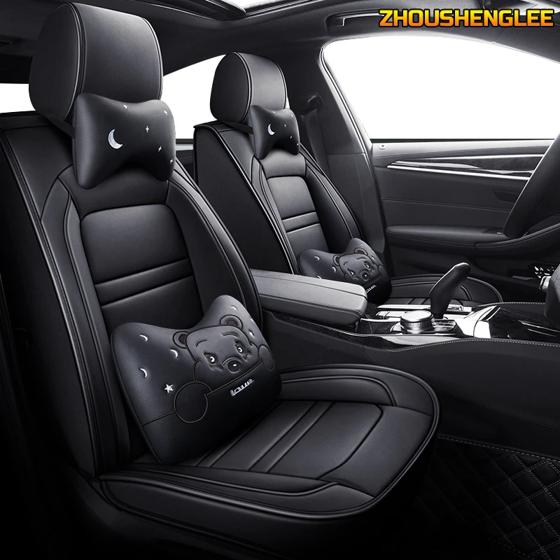 

ZHOUSHENGLEE Leather car seat covers fit volkswagen vw passat b5 b6 polo golf tiguan 5 6 7 jetta touran touareg sticker style