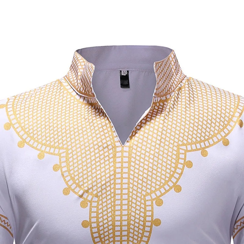 

African Traditional Printed Dashiki for Man Long Sleeve Stand Collar T Shirt Tops Male Fall Base Tops Africa Wax Clothing