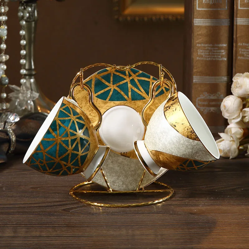2Cup set Gift box Европейская Высококачественная чашка для кофе из костяного фарфора, Золотая инкрустация, фарфоровый чайный сервиз, чашка для послеобеденного чая, кастрюля, сахарница, чайная посуда - Цвет: 2Cup set Gift box