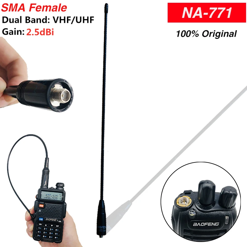 Оригинал Nagoya NA 771 антенна SMA F женский na771 двухдиапазонный укв для Kenwood радио BaoFeng UV