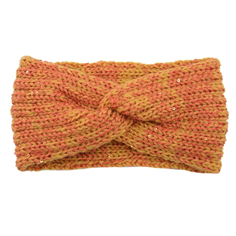 

Sequin Knitted Headbands Cross Knotted Headband Ear Warm Turban Headwrap Headbands Thicken Winter Headdress New Hair Accessories