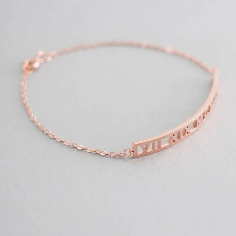 Персонализированные Римский браслет цифры Femme на заказ даты имя длинный бар