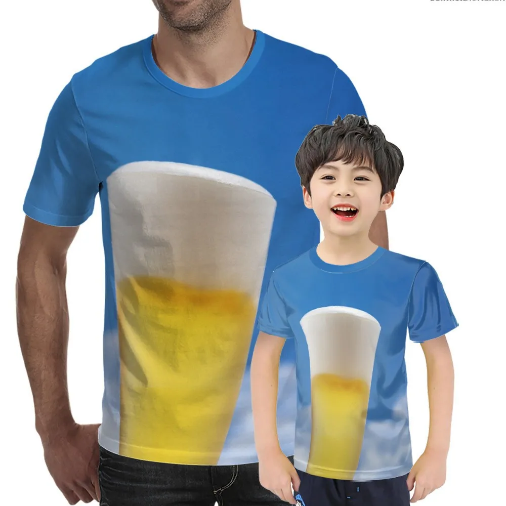 

Street simulation beer pattern clothing for 2021 3D printing beer t-shirt time letters unisex funny novel t-shirt tops Graphic