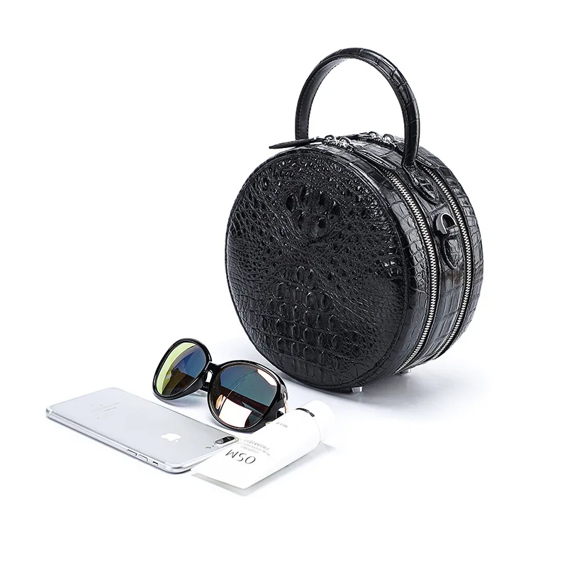 Женский маленький круглый кошелек из натуральной крокодиловой кожи|Сумки с